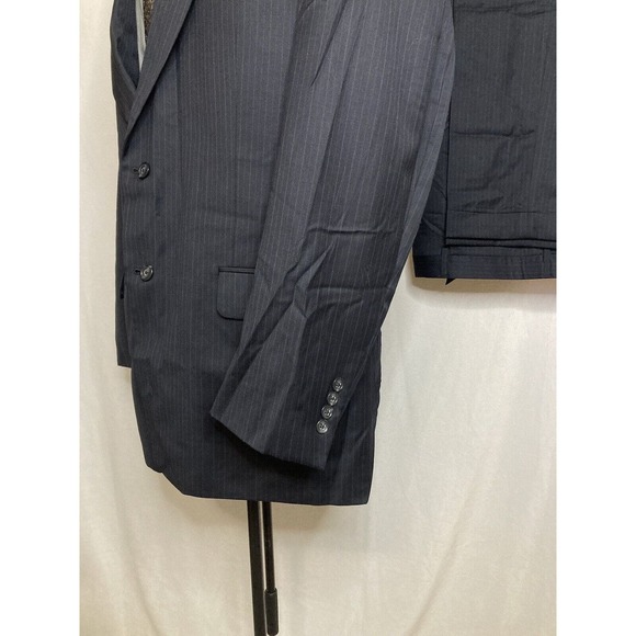 Jos A Bank Mens Suit 42L 46" 36x31 Blue Stripe Jacket Blazer Sport Coat Wool - Picture 6 of 15